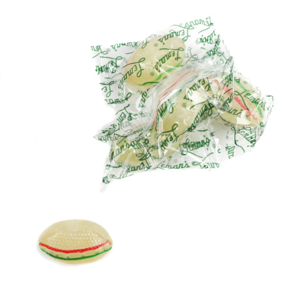 Lemans Football Mints Hard Candy, individually wrapped white peppermint church mints, 73 pieces per pound.