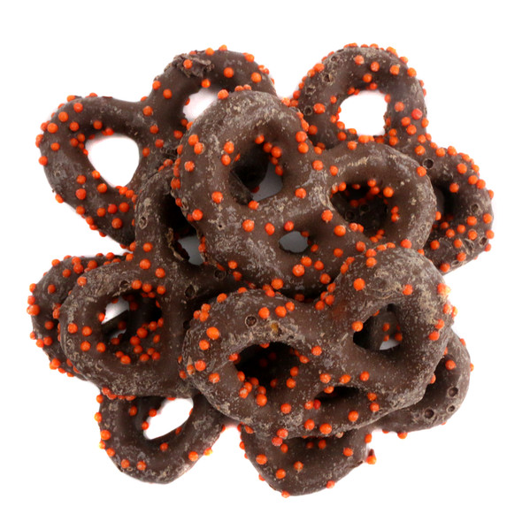 image of fall chocolate covered pretzels with nonpareils