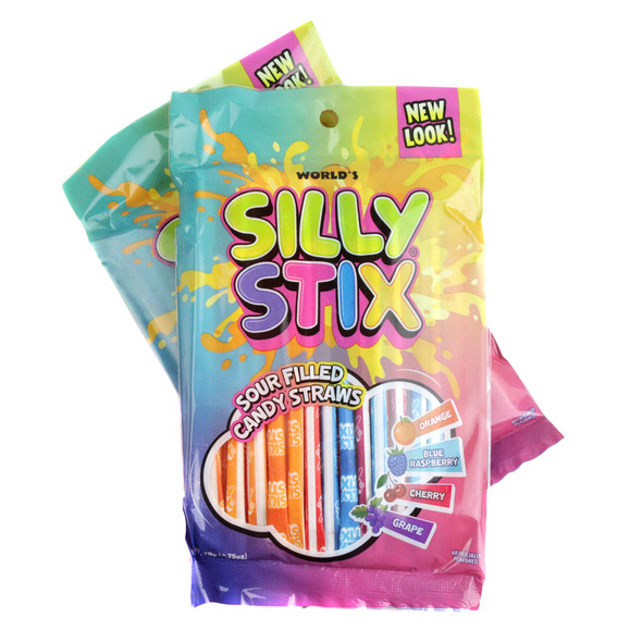 image of silly stix candy filled straws bag pixy sticks candy