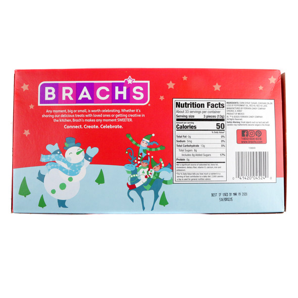 Brachs mini candy canes, 100 red and white peppermint pieces, perfect for holiday decorations and treats.