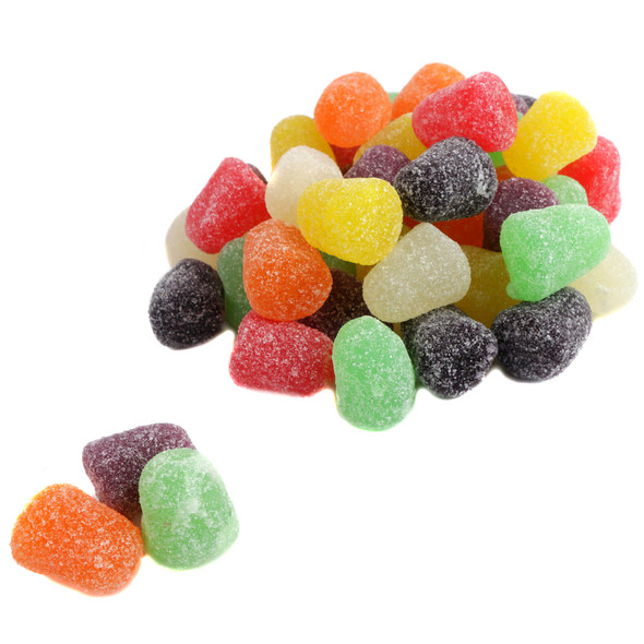 Assorted Zachary Spice Drops, bulk unwrapped old fashioned jelly candy drops. Red, white, green, yellow, black, orange.