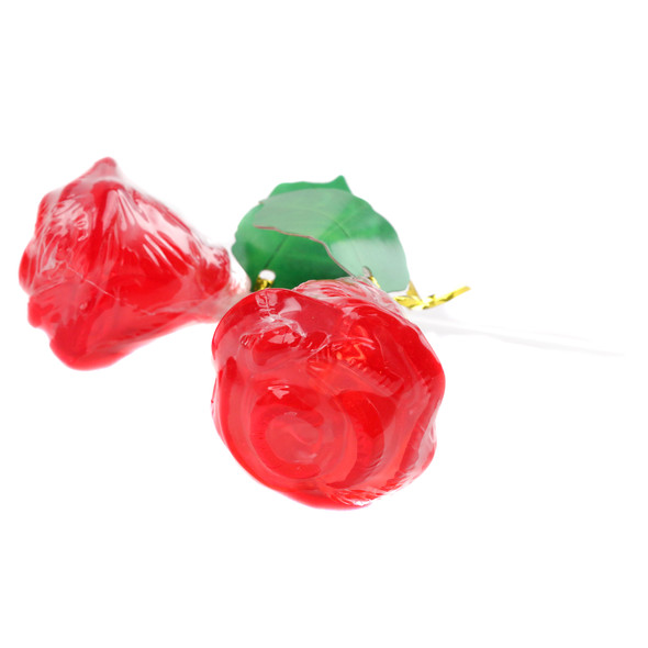 24 vibrant red Espeez rose lollipops, sweet strawberry flavor, Made in USA, perfect for parties, Valentines.