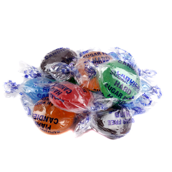 Arcor sugar free assorted fruit hard candies, individually wrapped, many colorful pieces, approx. 75 per pound.