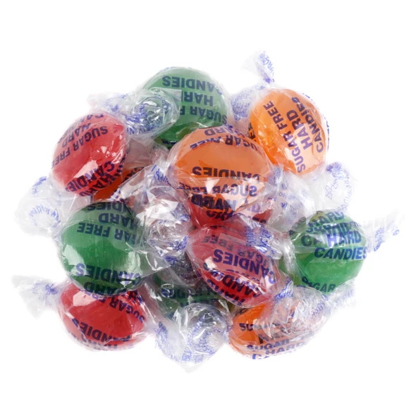 Arcor Sugar Free Assorted Fruit Hard Candy, individually wrapped, vibrant assorted colors, approx. 75 pieces per pound.