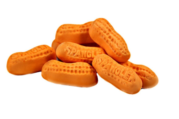 20lb bulk, bright orange, banana-flavored marshmallow Circus Peanuts. Peanut shaped candy.