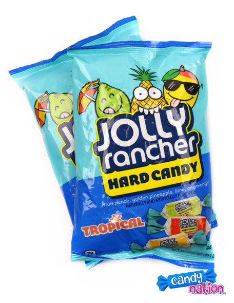Tropical Jolly Rancher hard candy, 12 bags. Fruit punch, golden pineapple, lime, mango individually wrapped.