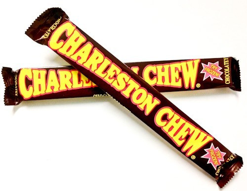 Charleston Chew Chocolate candy bars, 12 large packs, 24 chocolate pieces per pack.