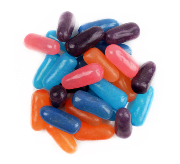 Mike and Ike Berry Blast 12 pack, 4.25oz boxes. Blue, red, pink, purple chewy candies in various berry flavors.