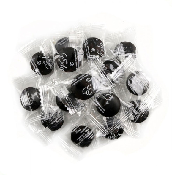Eda's Root Beer Sugar Free Hard Candy, brown, approximately 80 pieces per pound.
