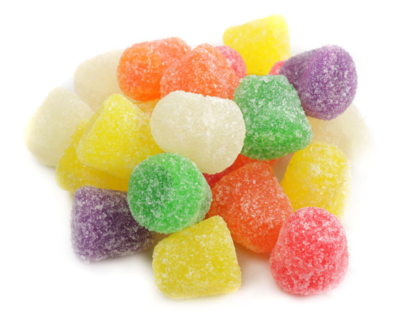 31lb bulk box of brightly colored, sugar-coated spice drops, assorted spearmint, clove, lemon, cinnamon.
