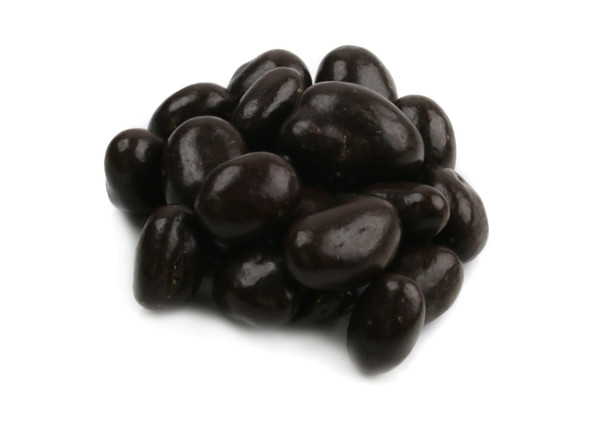 Large 15lb bulk box of dark chocolate covered raisins. Rich, chewy, dark brown candy. Made in USA.
