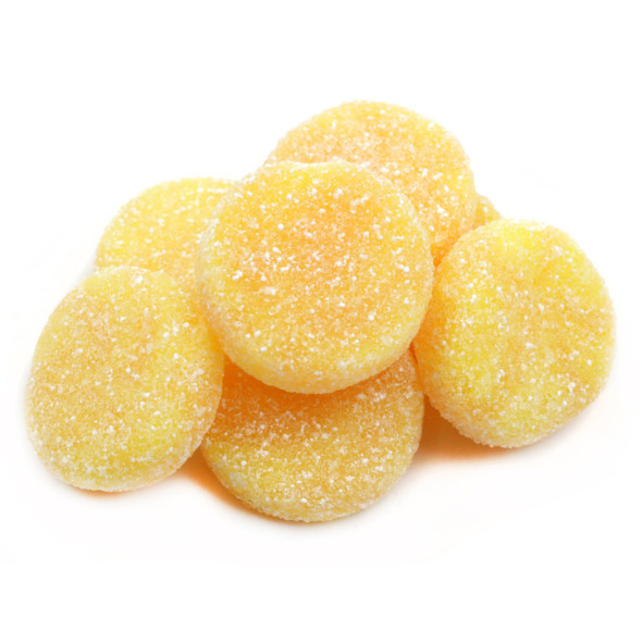 Vibrant orange pineapple & orange sour gummy bites, 2.2LB. Tangy, zesty tropical fruit candy by Vidal.