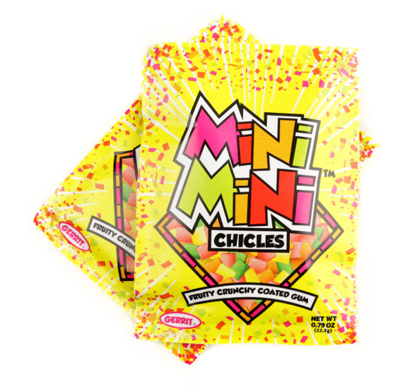 Mini Mini Chicles Fruit Chewing Gum, 20 packs 12 count. Tiny, colorful Chiclets Tiny Gum with crunchy fruit shells.