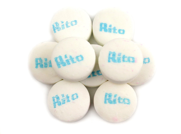 White Peppermint Rito Mints, 25lb bulk box, approximately 2500 refreshing Canadian retro mints.