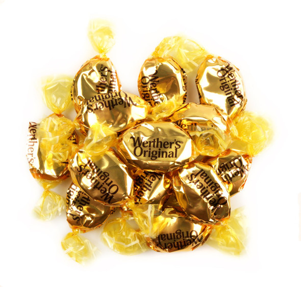 Werther's Original 6 count, 30oz bags of golden, individually wrapped, salted caramel butterscotch hard candies.