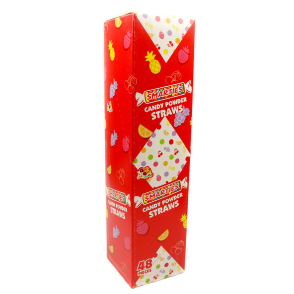 Multi-colored Smarties Candy Powder Filled Straws, 48 straws per box, 12 count case.