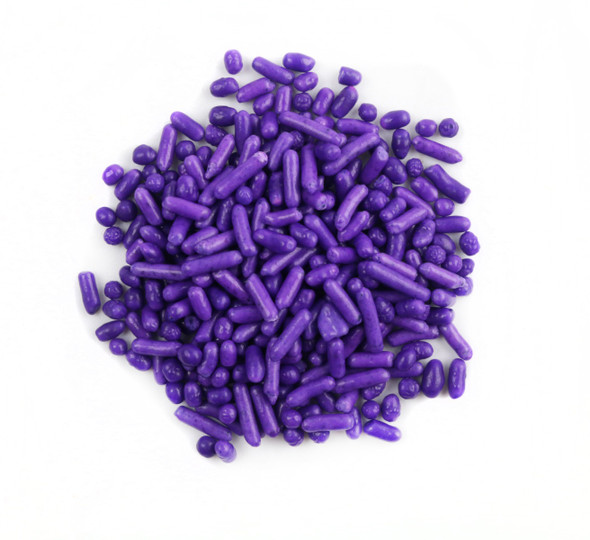 Vibrant purple sprinkles, a bulk 6lb box perfect for baking, desserts, and themed events.