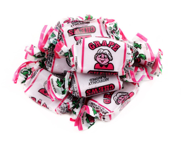 Alberts Fruit Chews Grape, purple, 18 bags, 240 individually wrapped pieces per bag, small, super chewy candy.