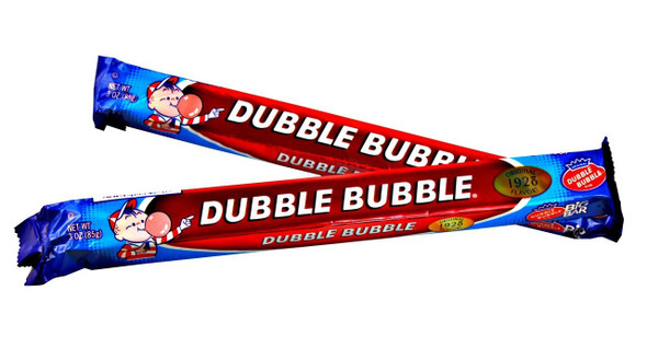 Classic pink Concord Dubble Bubble 3oz Big Bars, 24 bars per box, 6 boxes, original 1928 flavor.