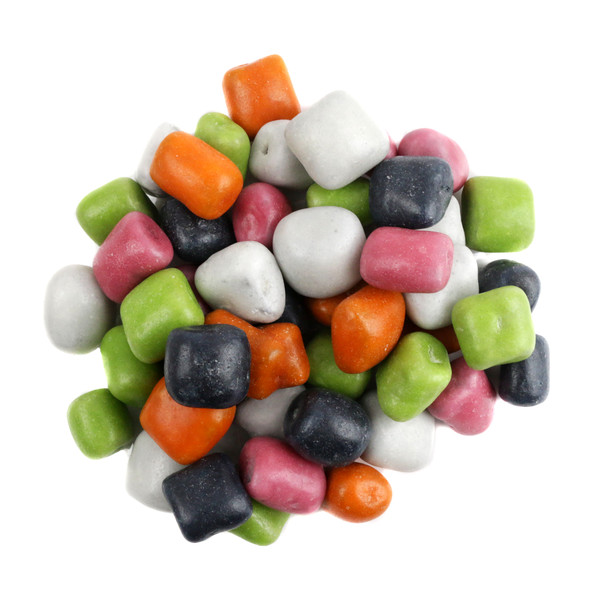 30lb bulk Black Licorice Hollows, vibrant purple, pink, orange, green, white candy shells, sweet licorice center.