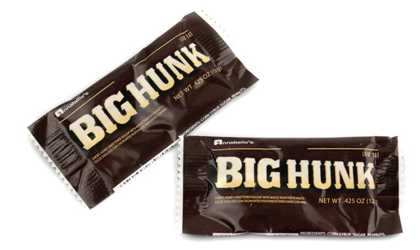 10lb bulk mini Big Hunk candy bars, approx 280 total, individually wrapped, chewy honey nougat & roasted peanuts.