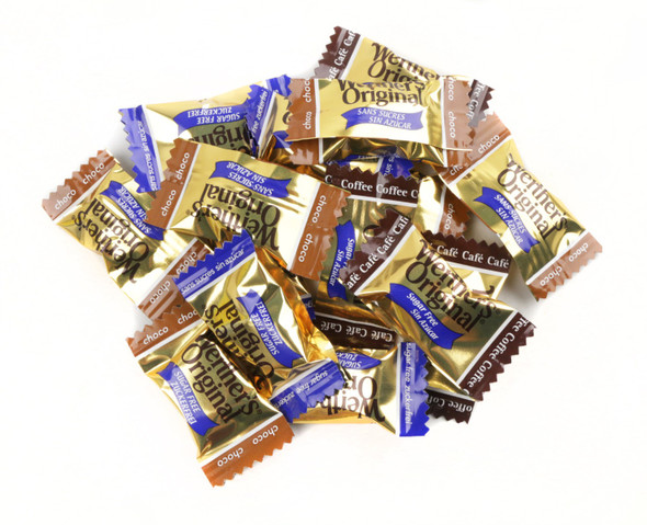 12 Werther's Original Sugar Free assorted caramel bags, rich creamy brown Original, Coffee, Chocolate.