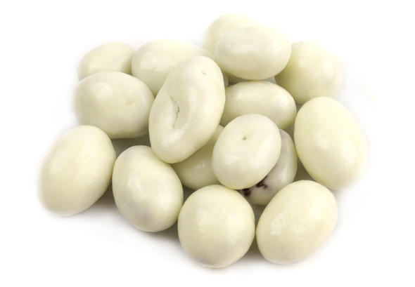Creamy white No Sugar Added yogurt raisins, soft and chewy. 10lb bulk candy box with sugar-free coating.