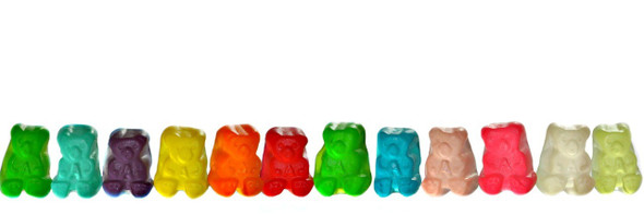 Colorful Albanese 12 Flavor Mini Gummy Bear Cubs, chewy, 4/5lb case, gluten-free.