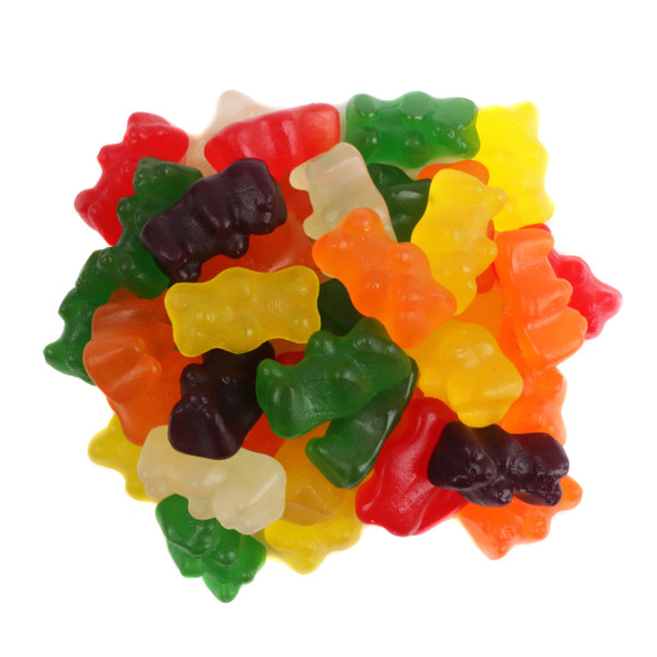 Vidal Sugar Free Gummy Bears, 26.4LB bulk, vibrant multi-colored strawberry, orange, lemon, chewy, fruity.