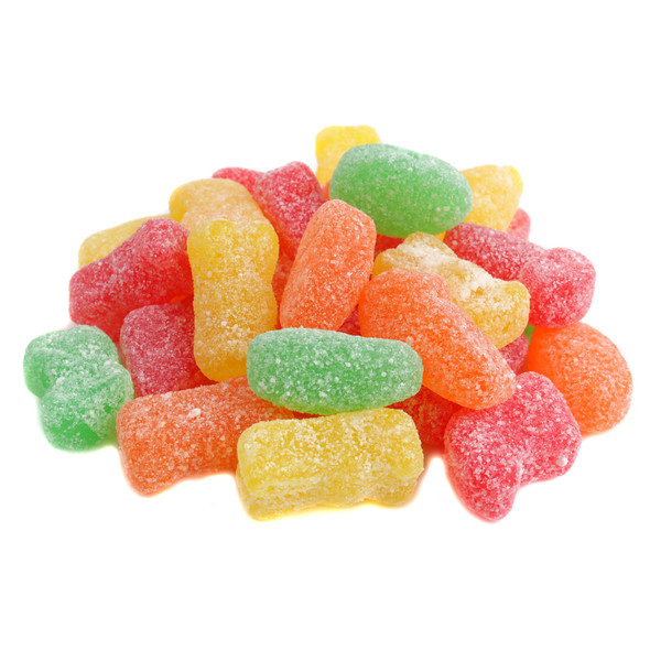 Colorful Easter egg and bunny sour jelly candy mix. Tangy, sweet, fruity, soft, chewy, vibrant colors, fun shapes.