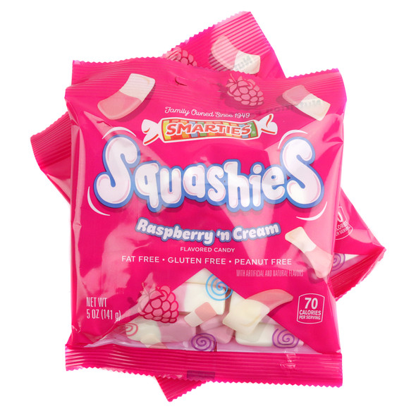 image of smarties squashies raspberry and cream candy bags