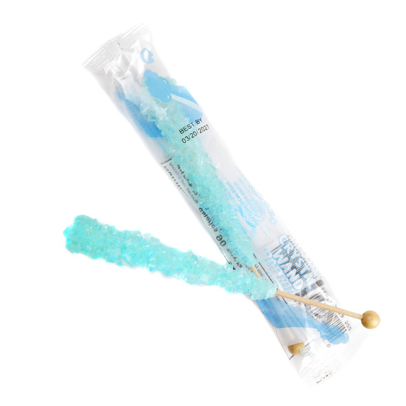 12 individually wrapped light blue cotton candy rock candy sticks, 6 inches, crystallized sugar, nostalgic sweet crunch.
