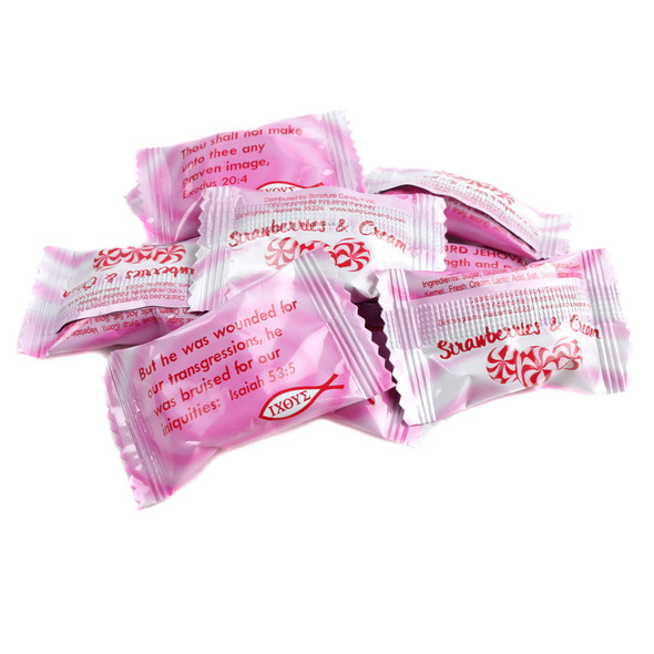 Image of Scripture Candy Strawbery Cream Hard Candy Wrapped