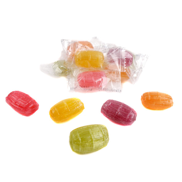 assorted colorful fruit flavor candy barrels