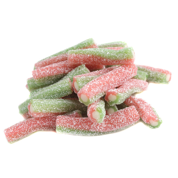 Red and green Fini Sour Strawberry Apple Licorice Twists, perfect for Christmas candy buffets, themed parties, or movie night treats