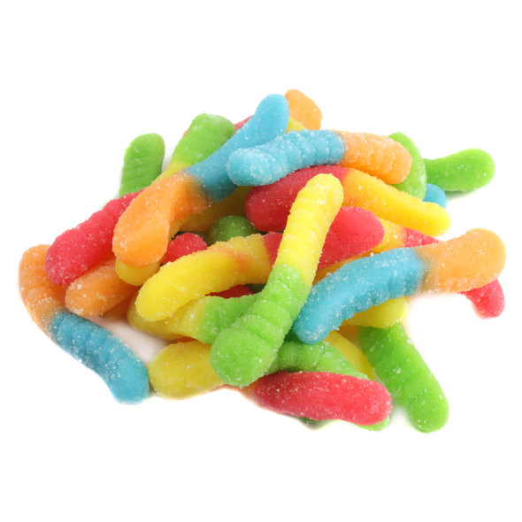 Albanese Mini Sour Rainbow Gummy Worms, bulk sour fruit gummy candy