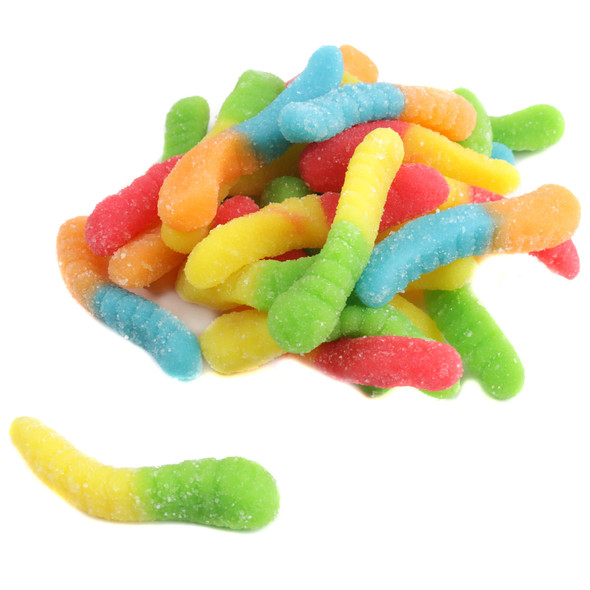 Albanese Mini Sour Rainbow Gummy Worms with sour sugar coating