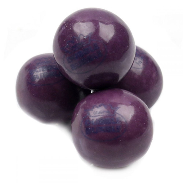 Dubble Bubble grape gumballs, bright purple, 1-inch diameter, approx 55 per pound, perfect for candy jars.