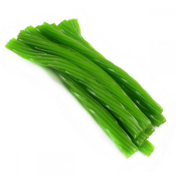 Kenny's Jumbo Green Apple Licorice Twists, bulk unwrapped candy, approx 22 bright green pieces per pound.