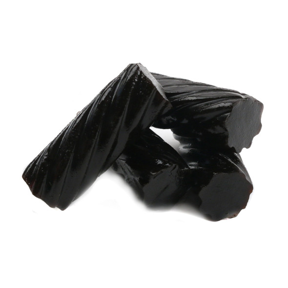 Pile of Darrell Lea Black Australian Licorice candy, soft chewy texture, classic black licorice flavor, non-GMO Project Verified.