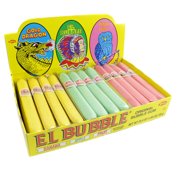 36 El Bubble Bubble Gum Cigars. Yellow, light green, blue, pink. Old fashioned candy, gender reveal gift.