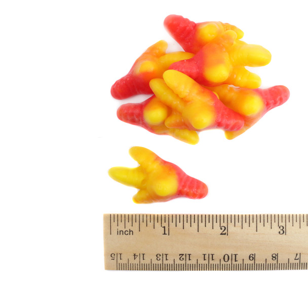 Gummy Chicken Feet, delicious, soft, chewy, distinct chicken foot shape, approximately 75 pieces per pound.