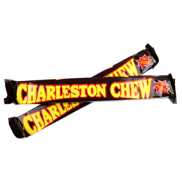 24 brown Charleston Chew Chocolate candy bars, chewy, retro, old-fashioned, gluten-free.