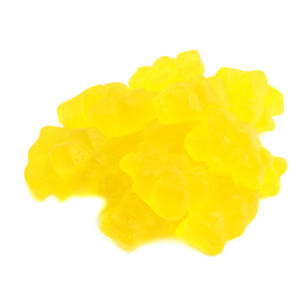 Yellow, 1-inch Albanese Mango Gummy Bears, approx. 145 per lb. Delicious tropical fruit candy.