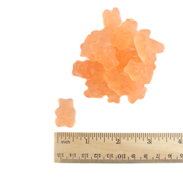 Pink Grapefruit Gummy Bears, light coral, 1-inch long, approx. 145 pieces per pound.