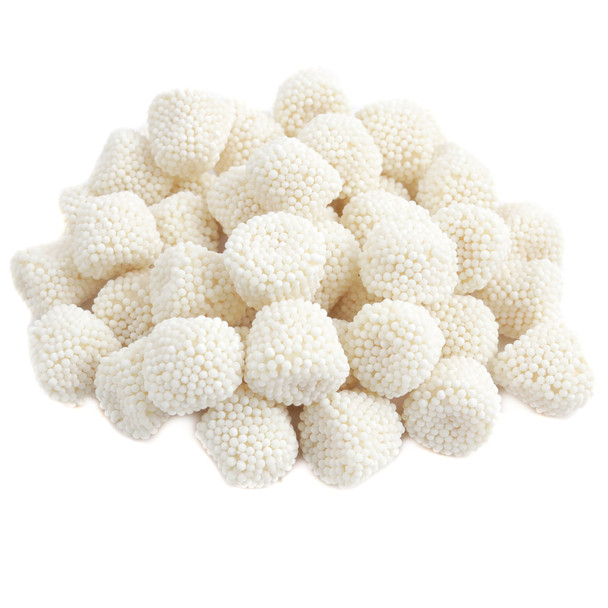 Jelly Belly Champagne Bubbles, white candy beads, gummy center, approx. 205 pieces per pound.