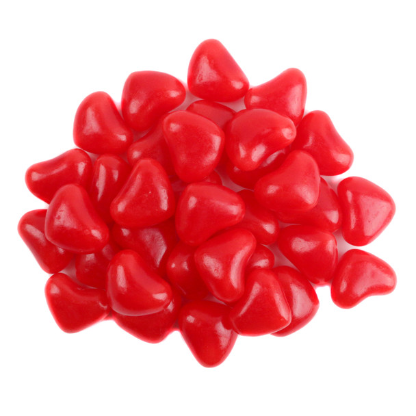 Jelly Belly Cinnamon Lovers Hearts. Fiery red, heart-shaped cinnamon jelly beans, approx 140 pieces per pound.