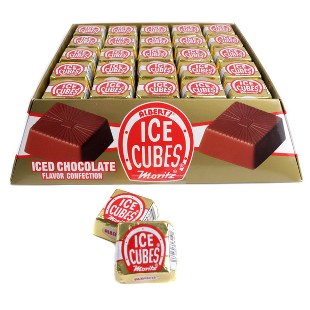 image of ice cubes chocolate foil wrapped chocolates retro candy old fashioned