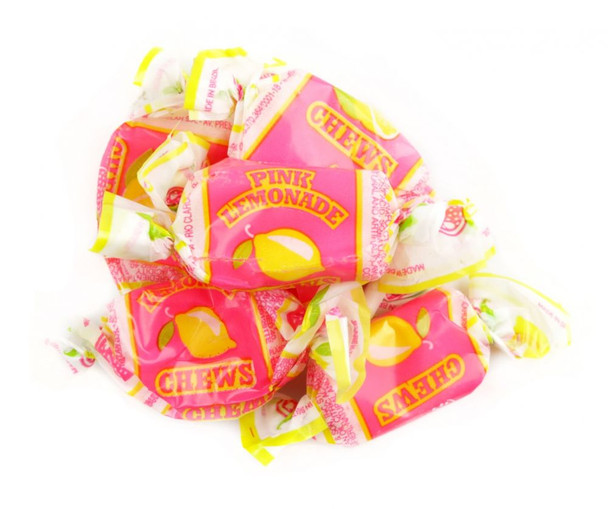 Albert's Pink Lemonade Chews, 240 individually wrapped bright pink candies.
