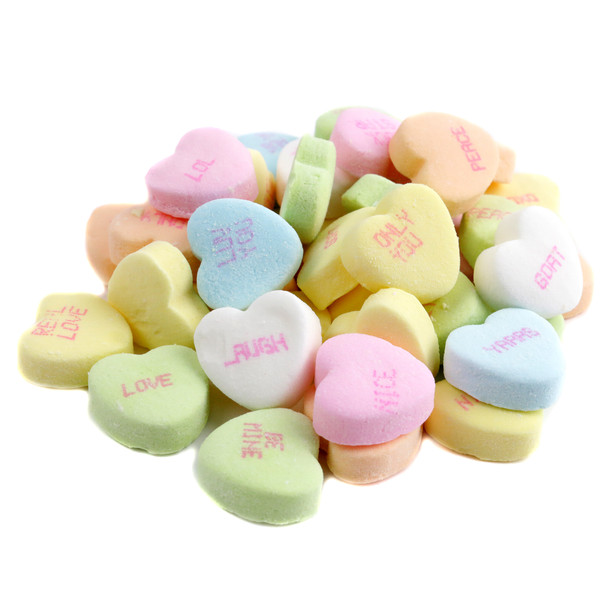 image of small conversation hearts bulk unwrapped candy rito pastel valentines